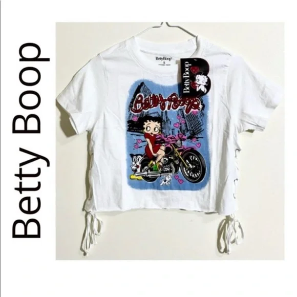 Betty Boop Biker Babe Lace-Up Crop Top size Small - Picture 12 of 12
